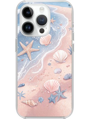 TechTree iPhone 14 Pro Uyumlu Sahil Deniz Kabuğu Baskılı Silikon Kılıf