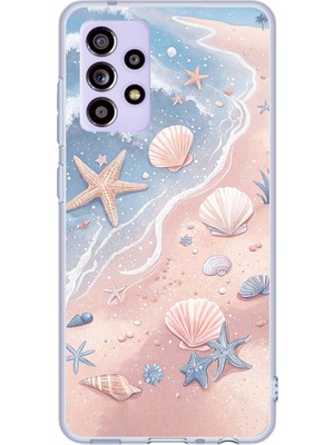 TechTree Samsung Galaxy A52 - A52S Uyumlu Sahil Deniz Kabuğu Baskılı Silikon Kılıf