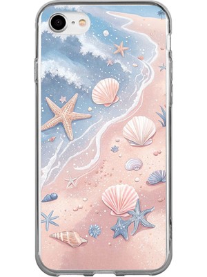 TechTree iPhone 6 - 6s Uyumlu Sahil Deniz Kabuğu Baskılı Silikon Kılıf