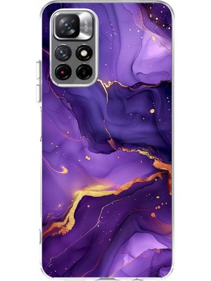 TechTree Redmi 10 Uyumlu Ametist Taşı Mor Mermer Baskılı Silikon Kılıf