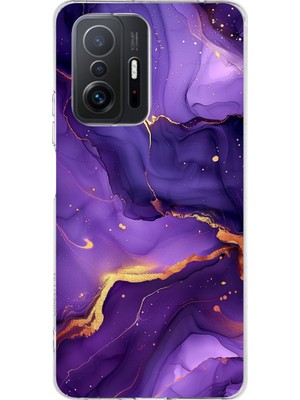 TechTree Xiaomi Mi 11T - 11T Pro Uyumlu Ametist Taşı Mor Mermer Baskılı Silikon Kılıf