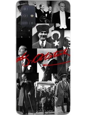 TechTree Samsung Galaxy A51 Uyumlu Kırmızı Mustafa Kemal Atatürk Imza Baskılı Silikon Kılıf