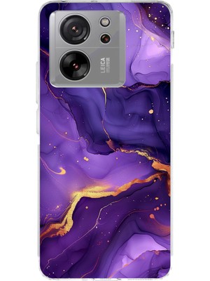 TechTree Xiaomi Mi 13T - 13T Pro Uyumlu Ametist Taşı Mor Mermer Baskılı Silikon Kılıf