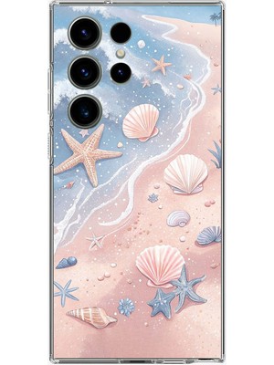 TechTree Samsung Galaxy S24 Ultra Uyumlu Sahil Deniz Kabuğu Baskılı Silikon Kılıf