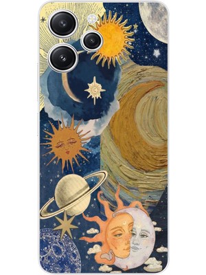 TechTree Redmi 12 Uyumlu Güneş ve Ay Evren Tasarımlı Baskılı Silikon Kılıf