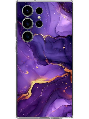 TechTree Samsung Galaxy S24 Ultra Uyumlu Ametist Taşı Mor Mermer Baskılı Silikon Kılıf