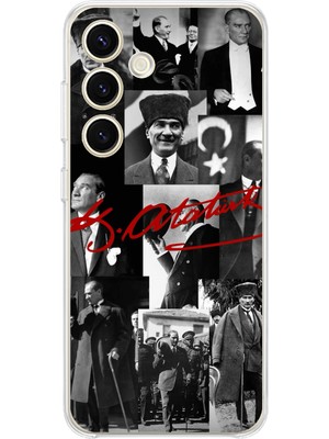 TechTree Samsung Galaxy S24 Uyumlu Kırmızı Mustafa Kemal Atatürk Imza Baskılı Silikon Kılıf
