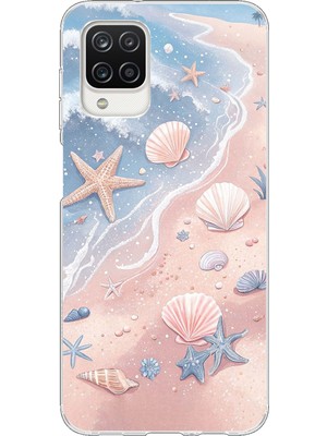 TechTree Samsung Galaxy A12 - M12 Uyumlu Sahil Deniz Kabuğu Baskılı Silikon Kılıf