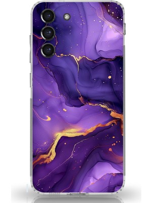 TechTree Samsung Galaxy S21 Fe Uyumlu Ametist Taşı Mor Mermer Baskılı Silikon Kılıf
