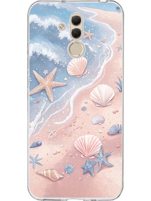 TechTree Huawei Mate 20 Lite Uyumlu Sahil Deniz Kabuğu Baskılı Silikon Kılıf