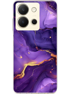 TechTree Vivo Y36 Uyumlu Ametist Taşı Mor Mermer Baskılı Silikon Kılıf
