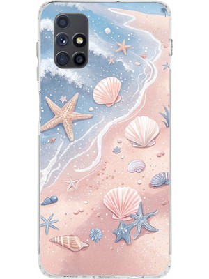 TechTree Samsung Galaxy M51 Uyumlu Sahil Deniz Kabuğu Baskılı Silikon Kılıf