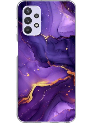TechTree Samsung Galaxy A32 Uyumlu Ametist Taşı Mor Mermer Baskılı Silikon Kılıf