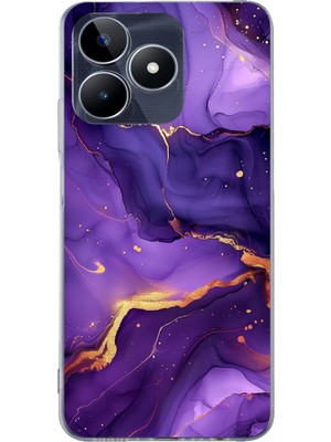 TechTree Realme C53 Uyumlu Ametist Taşı Mor Mermer Baskılı Silikon Kılıf