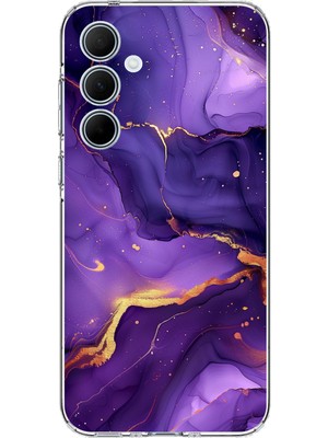 TechTree Samsung Galaxy A35 Uyumlu Ametist Taşı Mor Mermer Baskılı Silikon Kılıf