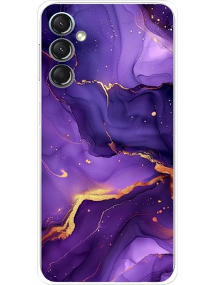 TechTree Samsung Galaxy A24 Uyumlu Ametist Taşı Mor Mermer Baskılı Silikon Kılıf
