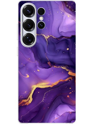 TechTree Samsung Galaxy S25 Ultra Uyumlu Ametist Taşı Mor Mermer Baskılı Silikon Kılıf
