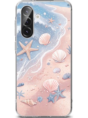 TechTree Samsung Galaxy A56 Uyumlu Sahil Deniz Kabuğu Baskılı Silikon Kılıf