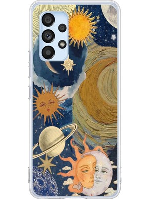 TechTree Samsung Galaxy A53 Uyumlu Güneş ve Ay Evren Tasarımlı Baskılı Silikon Kılıf