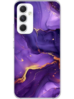 TechTree Samsung Galaxy A54 Uyumlu Ametist Taşı Mor Mermer Baskılı Silikon Kılıf