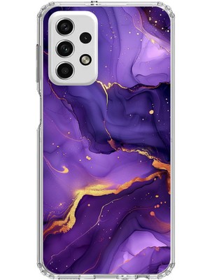 TechTree Samsung Galaxy A73 Uyumlu Ametist Taşı Mor Mermer Baskılı Silikon Kılıf