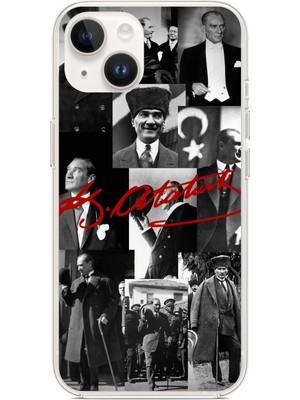TechTree iPhone 13 - 14 Uyumlu Kırmızı Mustafa Kemal Atatürk Imza Baskılı Silikon Kılıf