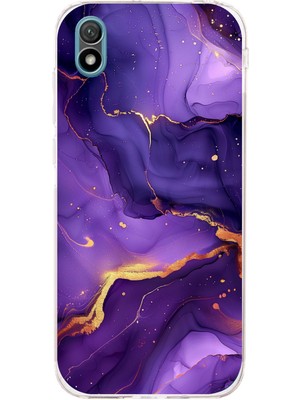 TechTree Huawei Y5 2019 - Honor 8s Uyumlu Ametist Taşı Mor Mermer Baskılı Silikon Kılıf