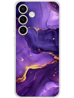 TechTree Samsung Galaxy S24 Uyumlu Ametist Taşı Mor Mermer Baskılı Silikon Kılıf