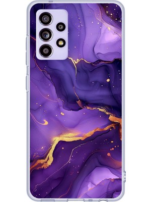 TechTree Samsung Galaxy A52 - A52S Uyumlu Ametist Taşı Mor Mermer Baskılı Silikon Kılıf