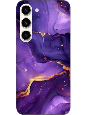 TechTree Samsung Galaxy S23 Uyumlu Ametist Taşı Mor Mermer Baskılı Silikon Kılıf
