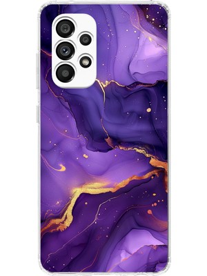 TechTree Samsung Galaxy A23 Uyumlu Ametist Taşı Mor Mermer Baskılı Silikon Kılıf