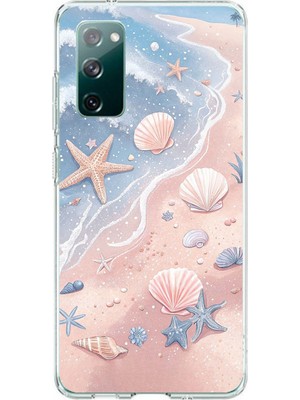 TechTree Samsung Galaxy S20 Fe Uyumlu Sahil Deniz Kabuğu Baskılı Silikon Kılıf