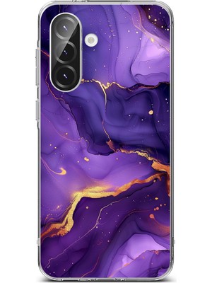 TechTree Samsung Galaxy A56 Uyumlu Ametist Taşı Mor Mermer Baskılı Silikon Kılıf