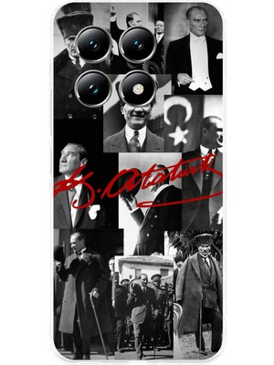 TechTree Xiaomi Mi 14T Pro Uyumlu Kırmızı Mustafa Kemal Atatürk Imza Baskılı Silikon Kılıf