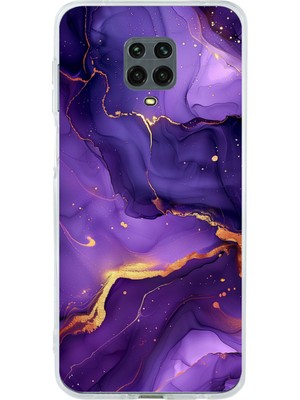 TechTree Redmi Note 9 ve 9s Uyumlu Ametist Taşı Mor Mermer Baskılı Silikon Kılıf