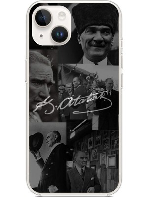 TechTree iPhone 13 - 14 Uyumlu Kemal Atatürk Imza Baskılı Silikon Kılıf