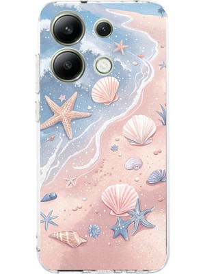 TechTree Redmi Note 13 4g Uyumlu Sahil Deniz Kabuğu Baskılı Silikon Kılıf