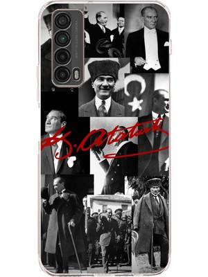 TechTree Huawei P Smart 2021 Uyumlu Kırmızı Mustafa Kemal Atatürk Imza Baskılı Silikon Kılıf