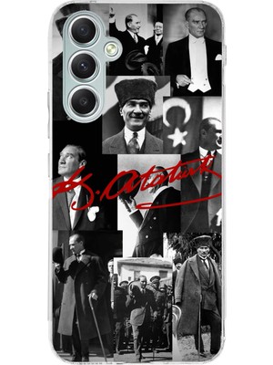 TechTree Samsung Galaxy A34 Uyumlu Kırmızı Mustafa Kemal Atatürk Imza Baskılı Silikon Kılıf