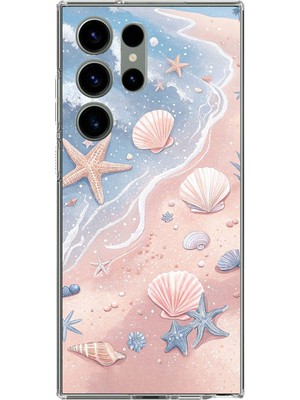 TechTree Samsung Galaxy S23 Ultra Uyumlu Sahil Deniz Kabuğu Baskılı Silikon Kılıf