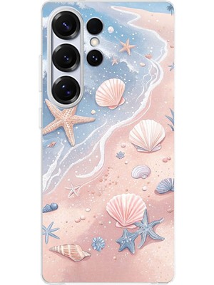 TechTree Samsung Galaxy S25 Ultra Uyumlu Sahil Deniz Kabuğu Baskılı Silikon Kılıf