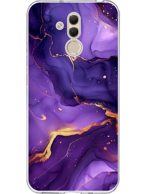 TechTree Huawei Mate 20 Lite Uyumlu Ametist Taşı Mor Mermer Baskılı Silikon Kılıf
