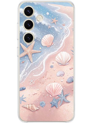 TechTree Samsung Galaxy S24 Uyumlu Sahil Deniz Kabuğu Baskılı Silikon Kılıf