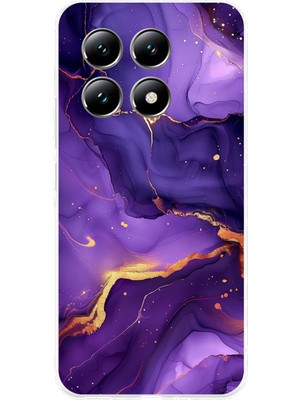 TechTree Xiaomi Mi 14T Pro Uyumlu Ametist Taşı Mor Mermer Baskılı Silikon Kılıf