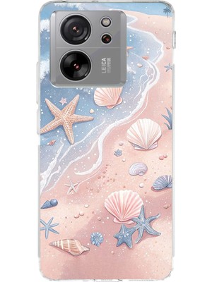 TechTree Xiaomi Mi 13T - 13T Pro Uyumlu Sahil Deniz Kabuğu Baskılı Silikon Kılıf