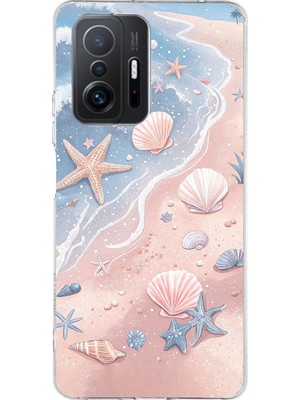 TechTree Xiaomi Mi 11T - 11T Pro Uyumlu Sahil Deniz Kabuğu Baskılı Silikon Kılıf