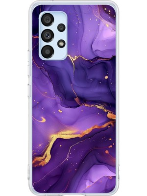 TechTree Samsung Galaxy A53 Uyumlu Ametist Taşı Mor Mermer Baskılı Silikon Kılıf