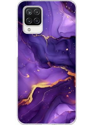TechTree Samsung Galaxy A12 - M12 Uyumlu Ametist Taşı Mor Mermer Baskılı Silikon Kılıf