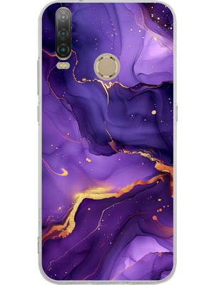 TechTree General Mobile Gm 10 Uyumlu Ametist Taşı Mor Mermer Baskılı Silikon Kılıf