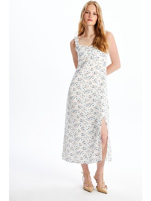 Lc Waikiki Yeni Sezon Kalp Yaka Çiçekli Kadın Elbise